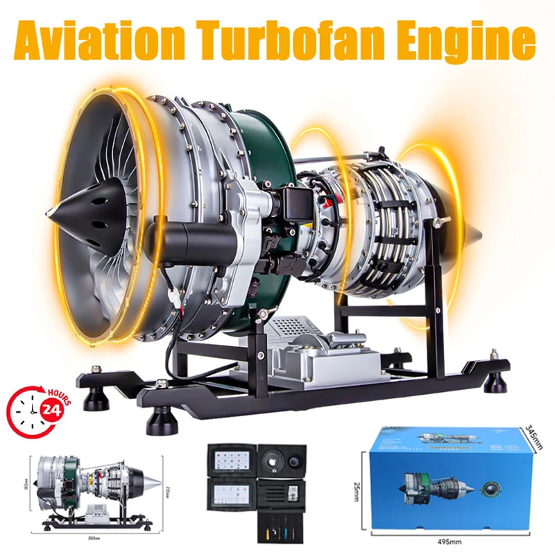 1000+Pcs Aviation Turbofan Engine DIY KIT 1/10 Metal Jet Engine Model Assembled Engine Model Toy Gift Twin Shaft Turbofan