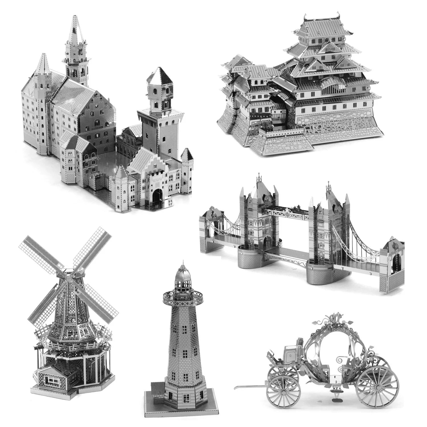 3D metal  building Ferris wheel Dutch windmill Paris Tower   jigsawtoy assembly