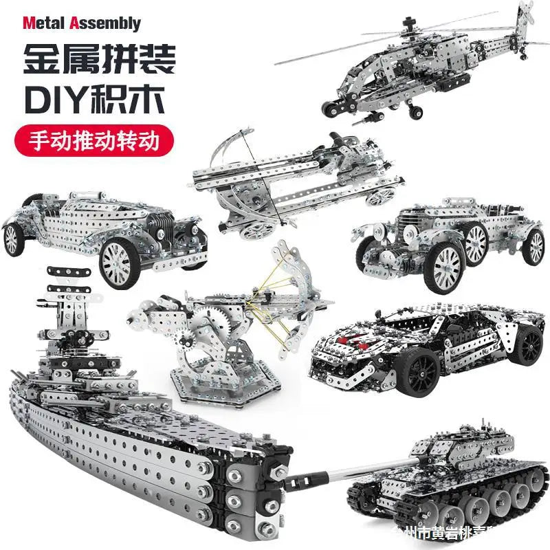 3D Metal Building Block Fighter aircraft Model Assembly Jigsaw Toy Children Alloy RC Engineering Vehicle Gift Adult Assembly