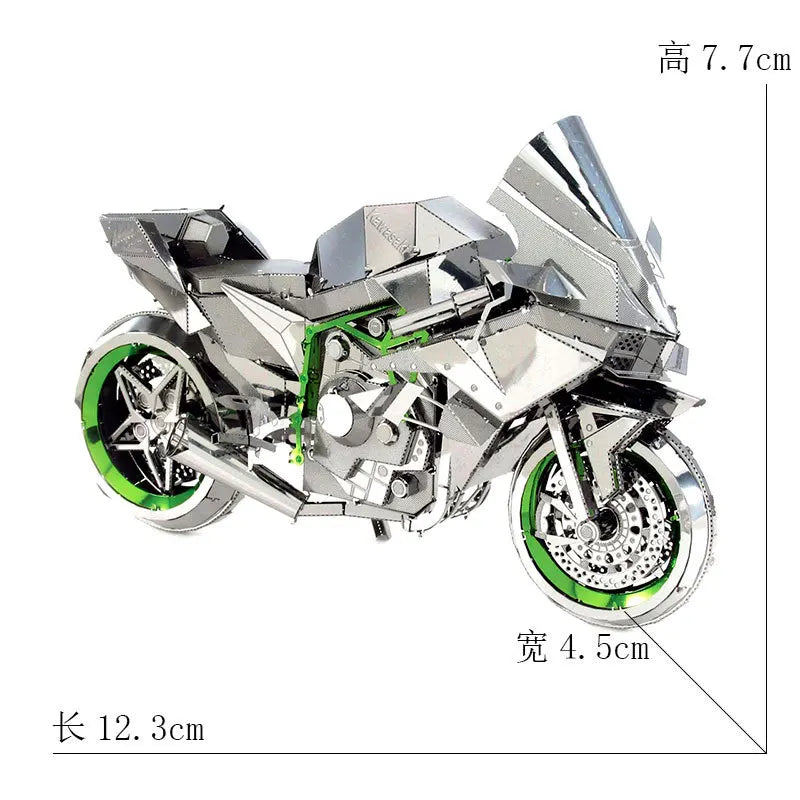 3D  Ninja H2R Motorcycle Stereoscopic Metal Building Blocks Toy