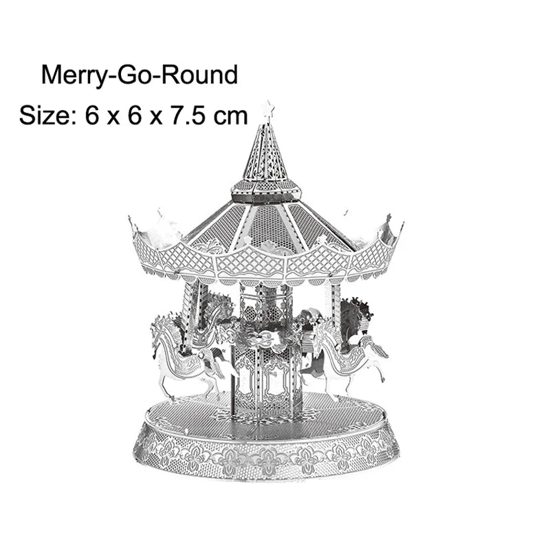 3D Metal Puzzle Merry-Go-Round ST.Isaacs Cathedral Butterfly  Nautilus model KITS Assemble Jigsaw Puzzle Gift Toys For Children